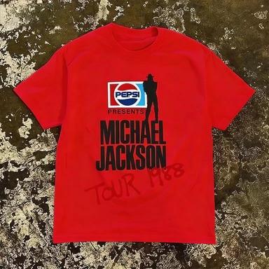 T-shirt streetwear imprimé Michael Jackson Tour 1988, respirant, confortable, de haute qualité, styl