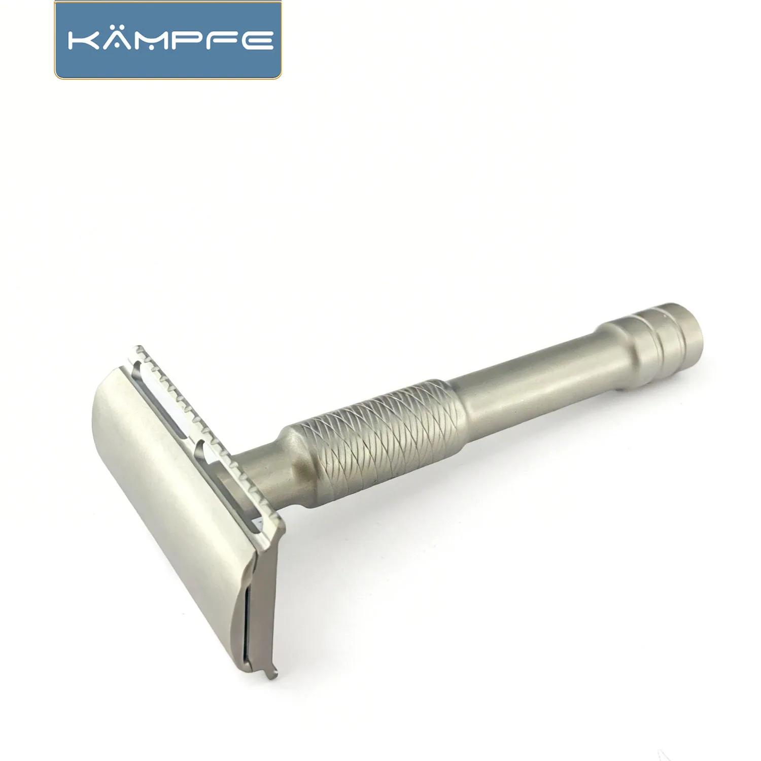 Rasoir de sécurité manuel vintage KAMPFE, à peigne fermé, en acier inoxydable, usiné CNC, pour homme