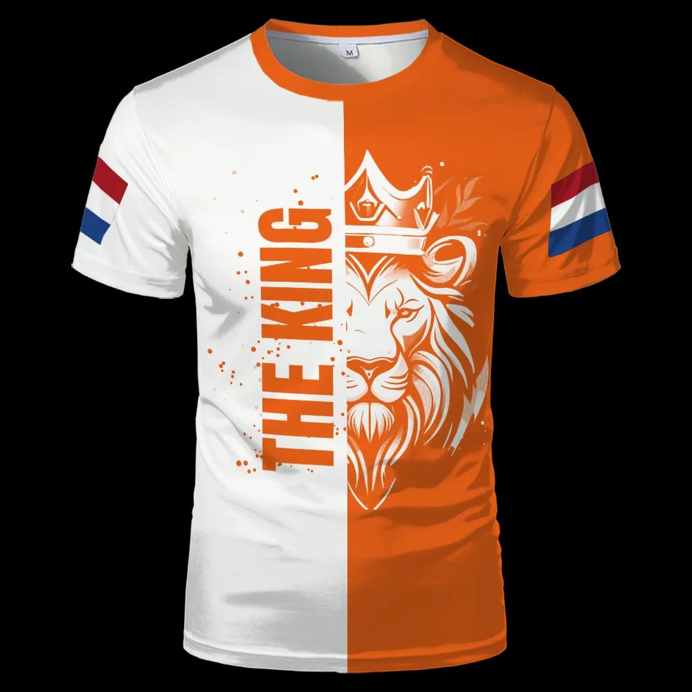 T-shirt à motif de vêtements orange pour la fête du roi néerlandais, avec image du drapeau néerlanda