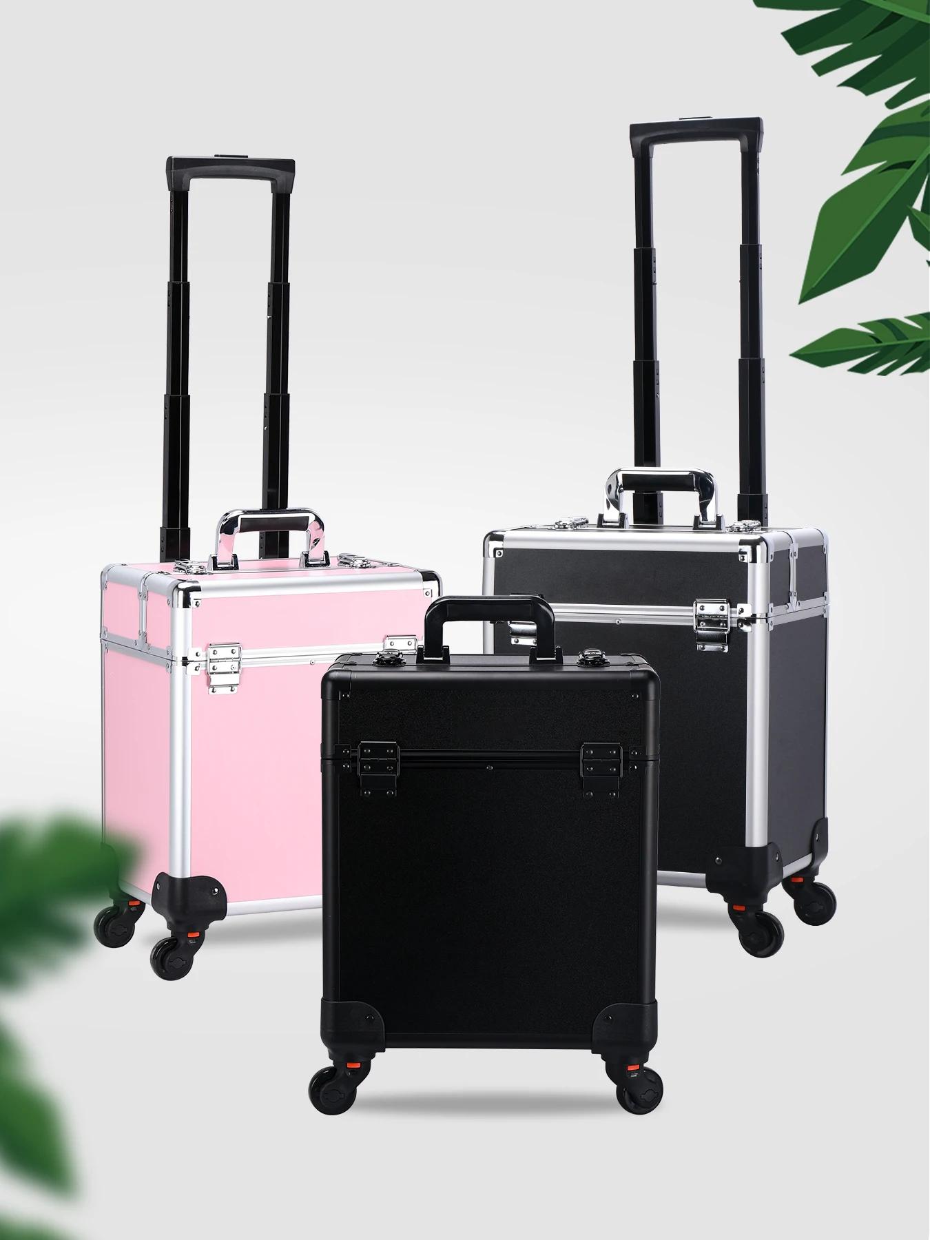 Trousse de maquillage roulante en aluminium, organisateur de Salon de cosmétiques verrouillable, boî