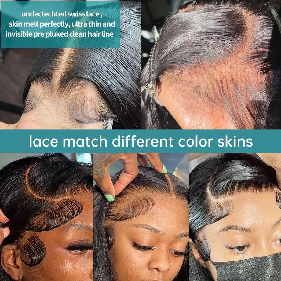 Perruque Lace Front Wig naturelle Body Wave, cheveux humains, 13x4 13x6, transparente, sans colle, 6