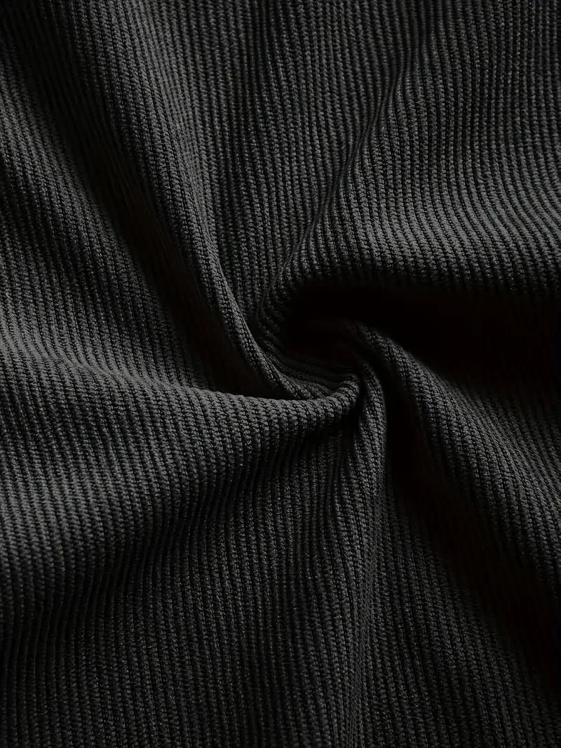 Chemise à manches longues en velours côtelé pour homme, col rabattu, poche poitrine, style décontrac