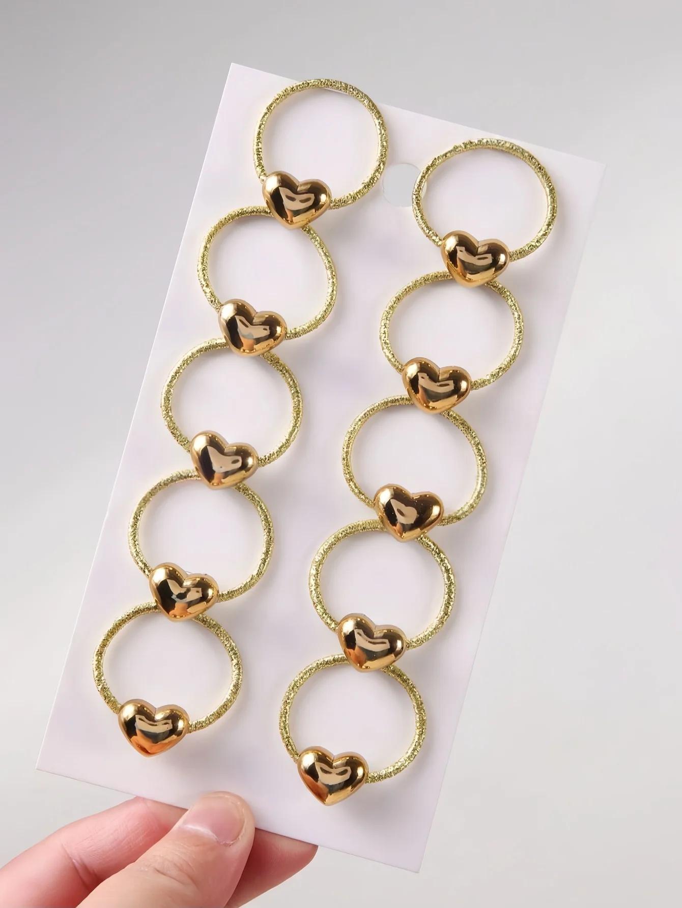 Lot de 10 jolis élastiques pour cheveux de style princesse pour bébés filles, avec paillettes dorées