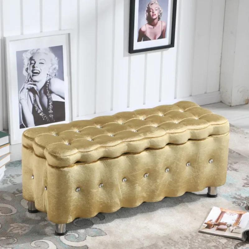 Tabouret de canapé en daim européen, chaise à chaussures polyvalente pour magasins de vêtements, ent