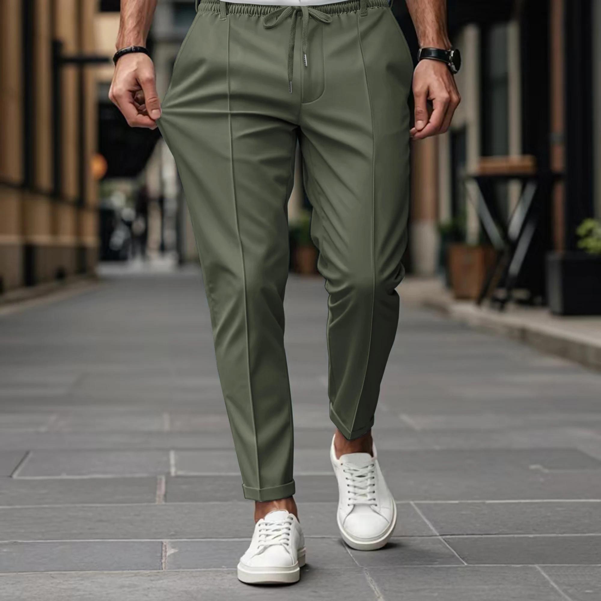 Pantalon à jambes droites de haute qualité pour hommes, couleur unie, le nouveau Style d'été est à l