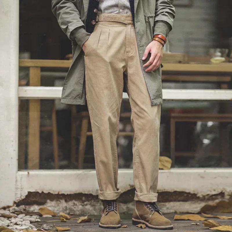 Maden Vintage kaki Gurkha pantalon réglable taille haute décontractée Cargo pantalon de travail clas