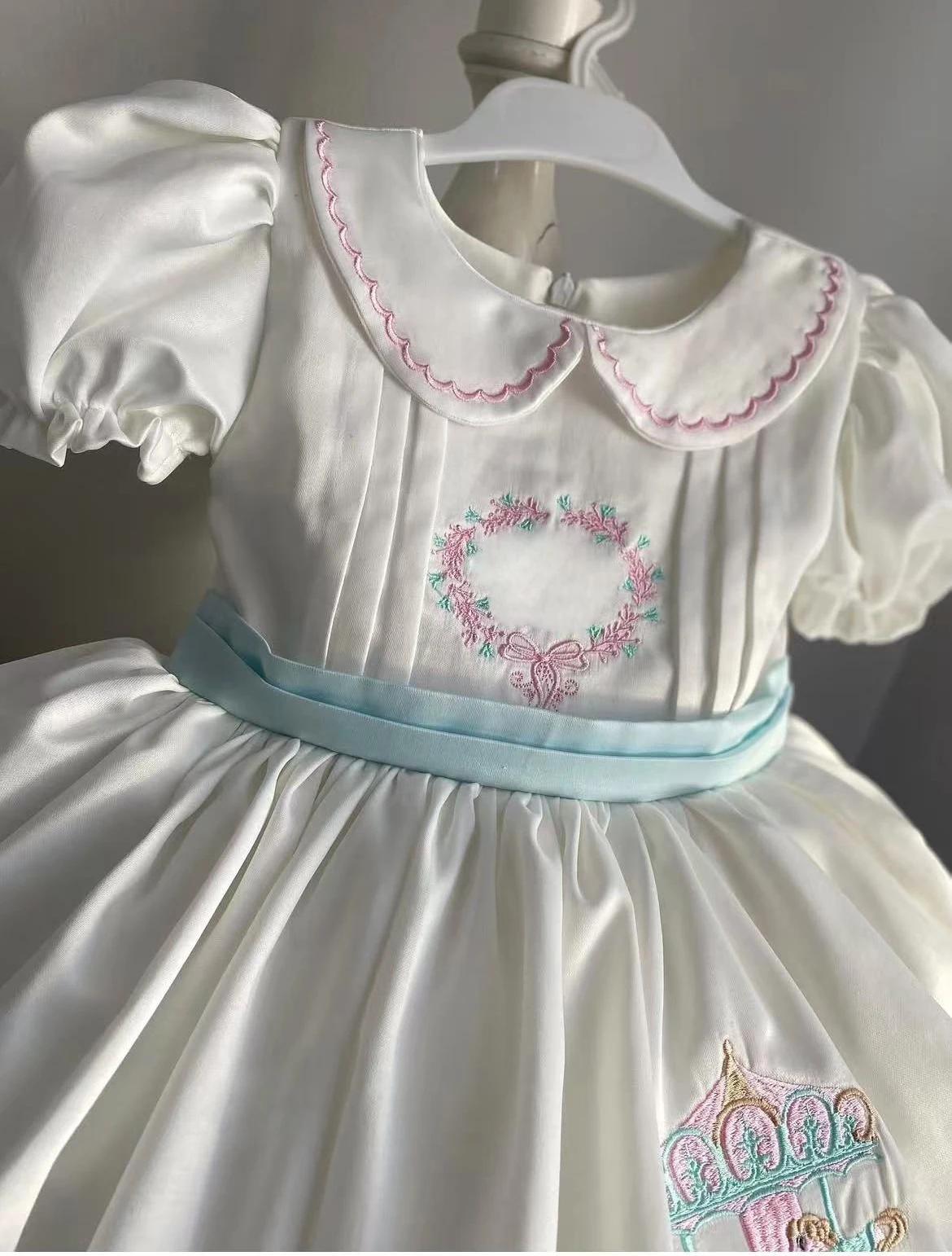 Robe d'été pour bébé fille de 0 à 12 ans, tenue de princesse turque blanche brodée, Vintage, pour an