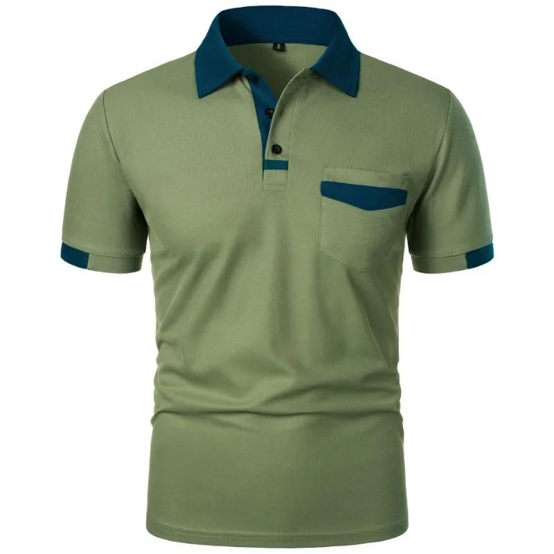 Nouveaux t-shirts à manches courtes pour hommes, Polo de couleur unie avec poches, chemises de base 