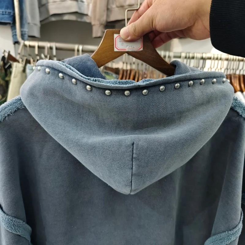 Sweat-shirt à capuche doublé polaire surdimensionné pour homme, veste chaude d'hiver à fermeture écl