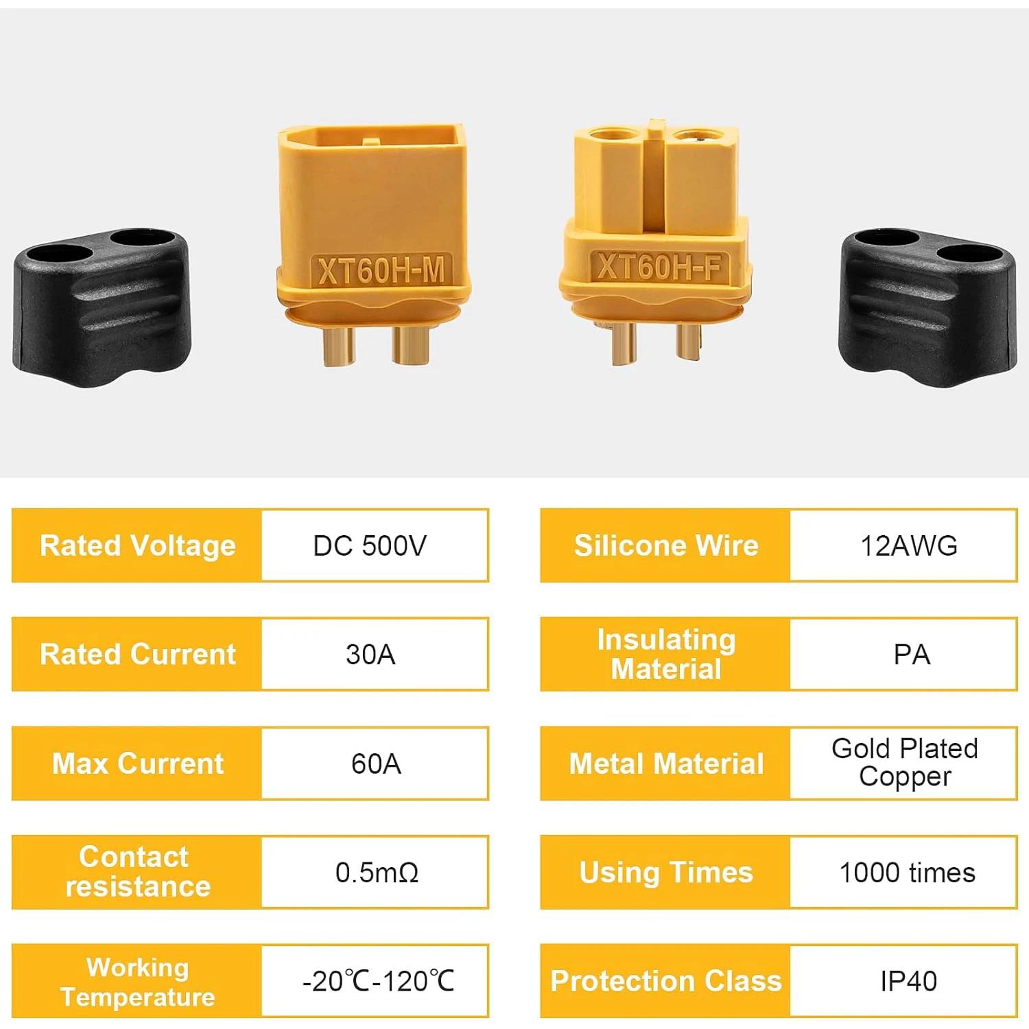 5/10 paires de connecteurs XT60H avec boîtier de gaine, prise femelle/mâle XT60 pour batterie RC Lip
