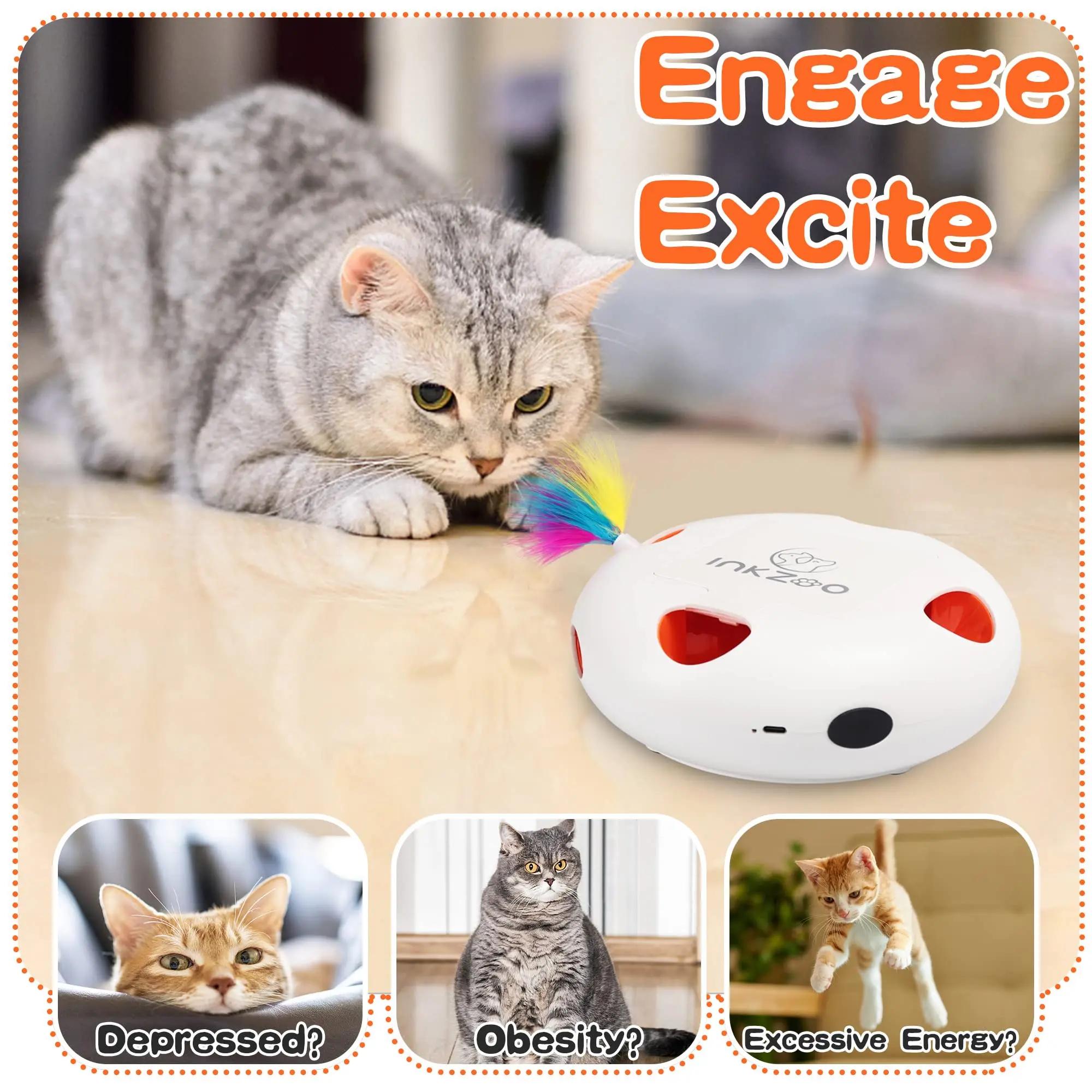 INKZOO Jouets pour chats, jouets interactifs pour chats d'intérieur, jouet interactif intelligent po