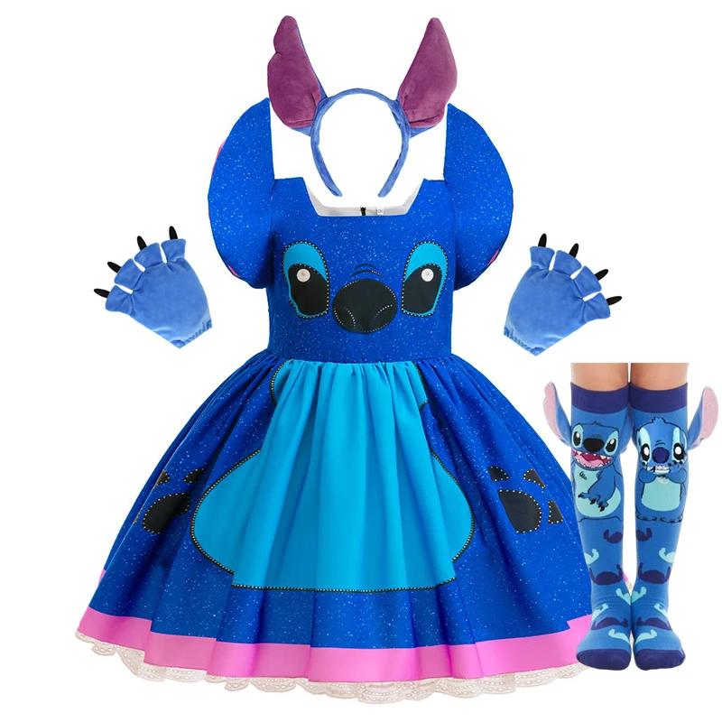 Robe Lilo Stitch pour filles de 2 à 10 ans, Costume de carnaval de jeu de rôle de dessin animé Disne