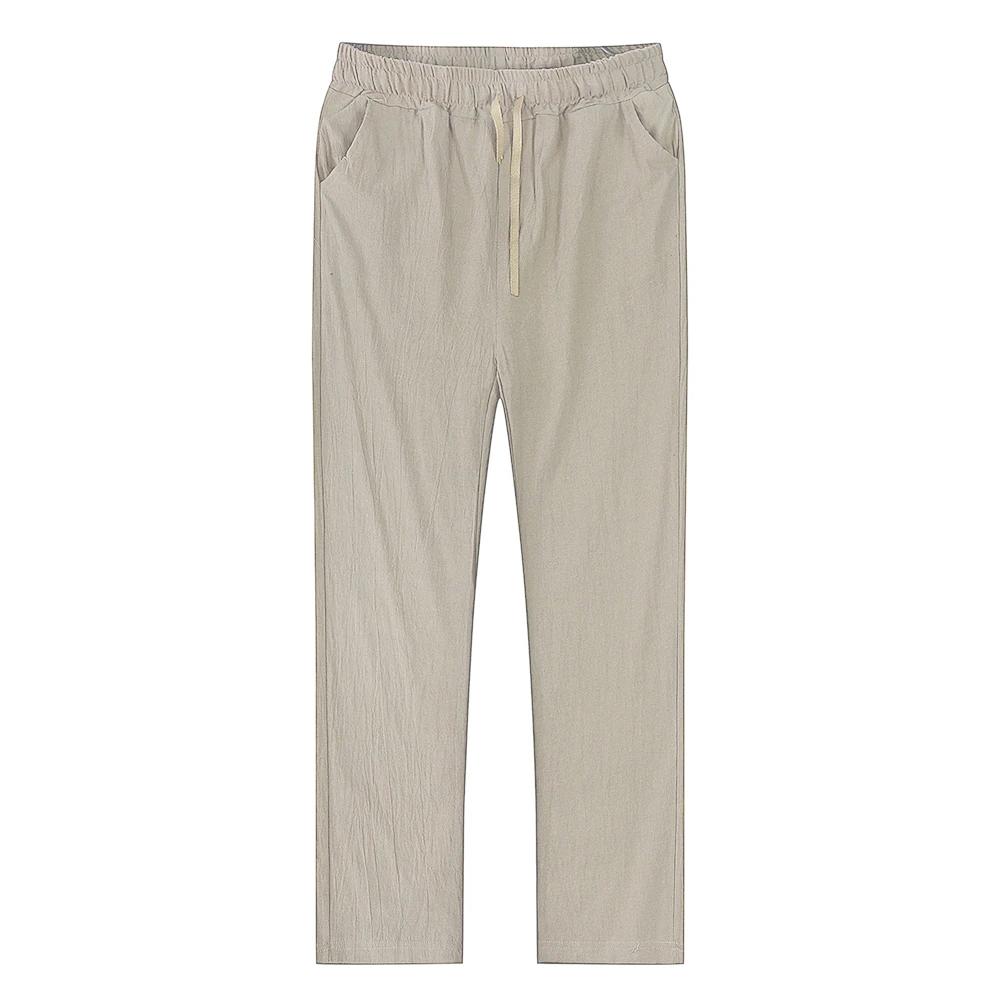 Pantalon en coton et lin pour homme, respirant, couleur unie, Fitness, Streetwear, nouvelle collecti