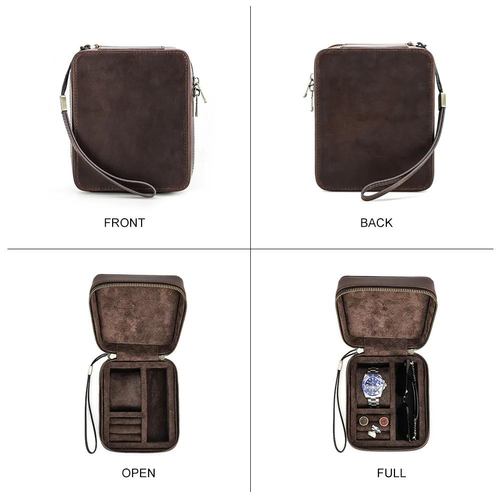Boîte de Rangement Rétro en Cuir group pour Homme, Bijoux, Bagues, Vitrine, Lunettes de Soleil, Voya