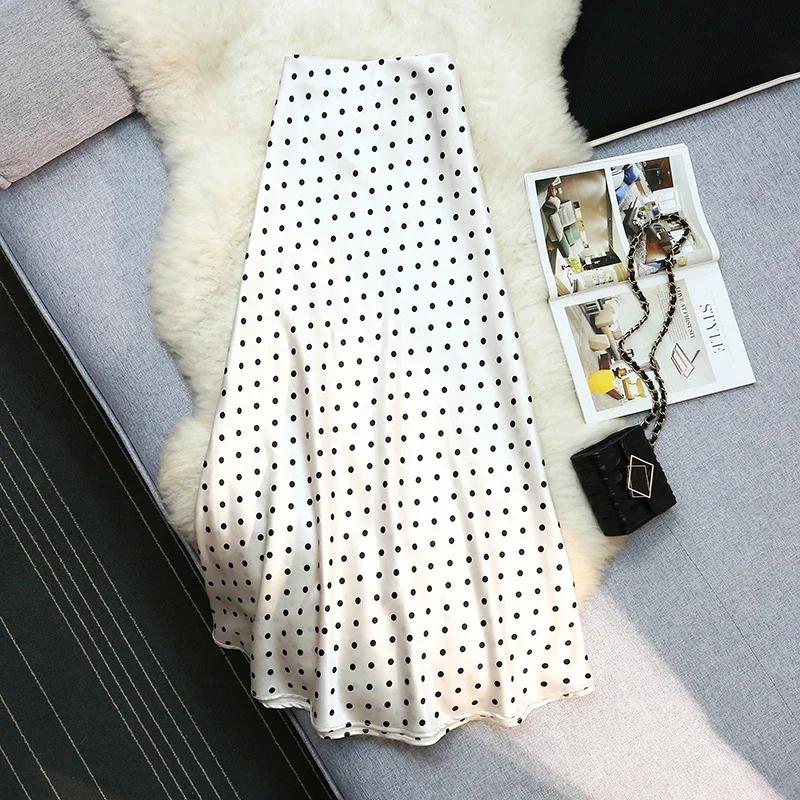 Jupes sirène en satin à pois style vintage Seoulish pour femmes, nouvelle collection printemps-été 2