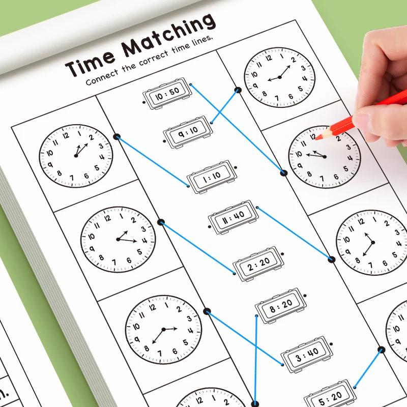 Cahier d'exercices pour enfants sur les concepts de temps d'apprentissage, adapté aux activités de l