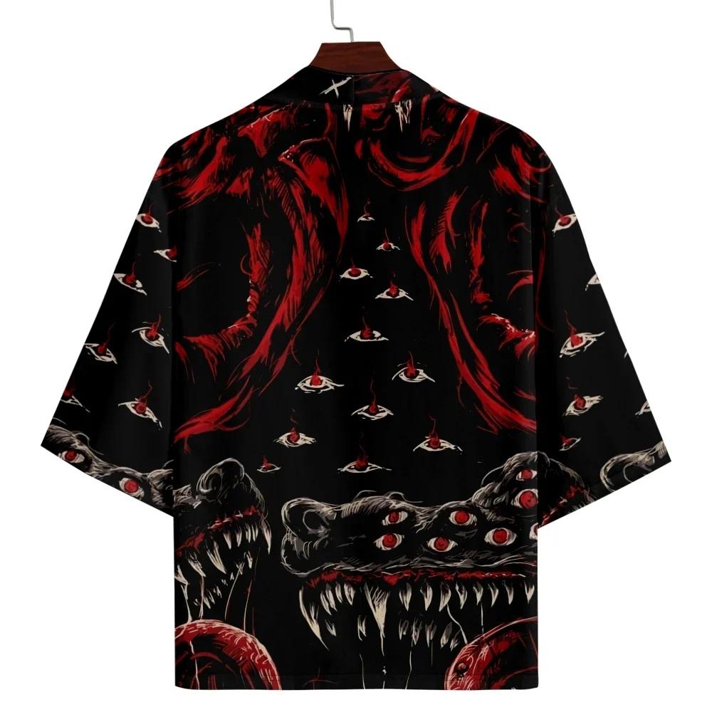 Nouvelle tendance mode hommes décontracté Kimono démon oeil impression hommes traditionnel Kimono qu