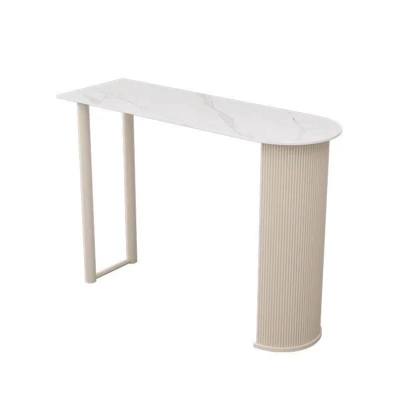 Table De Bar étroite en marbre blanc, minimaliste, Design carré sur pied, Table à manger, Partion Mu