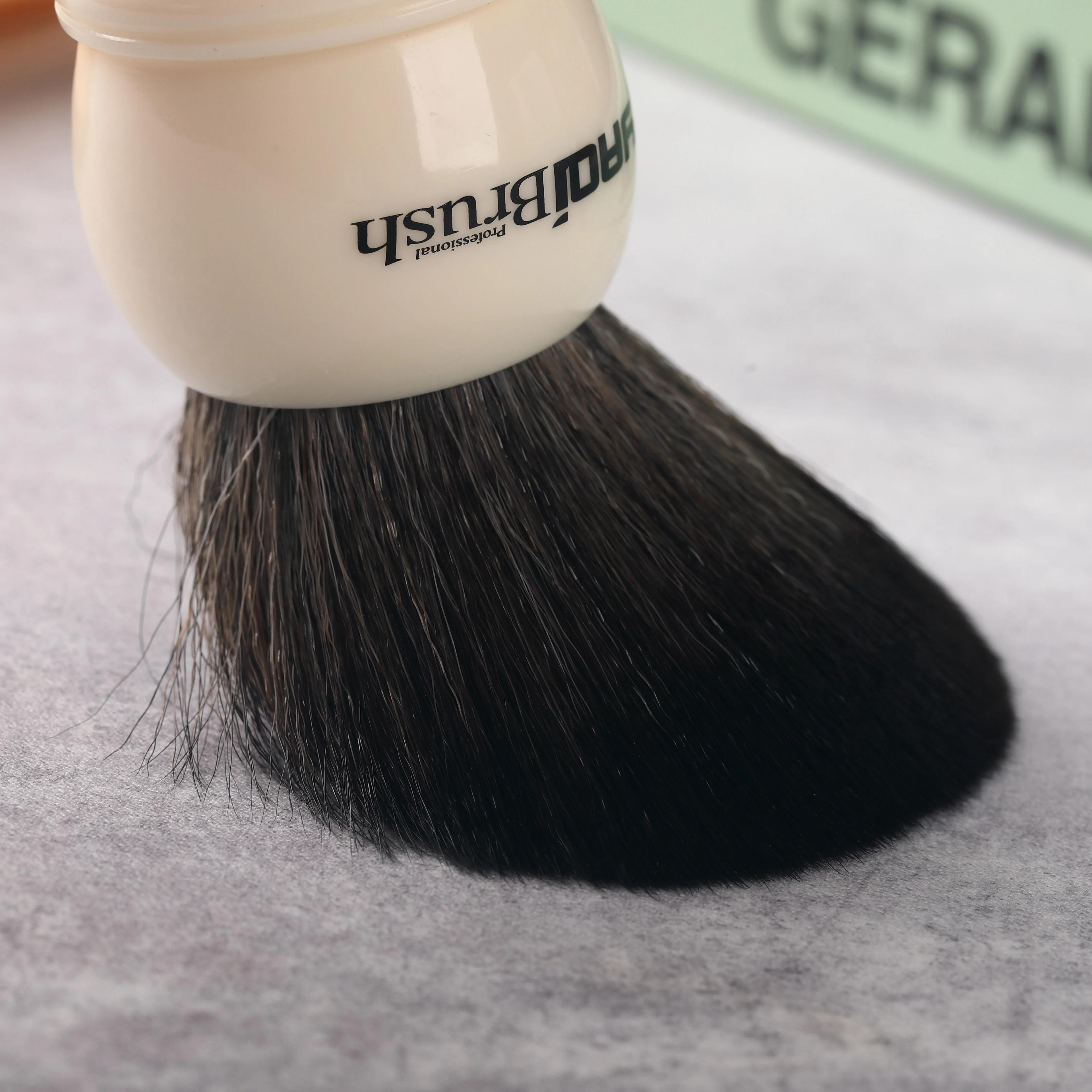 Yaqi – brosse à poils synthétiques, 30mm, avec poignée blanche et nœud noir, pour rasage