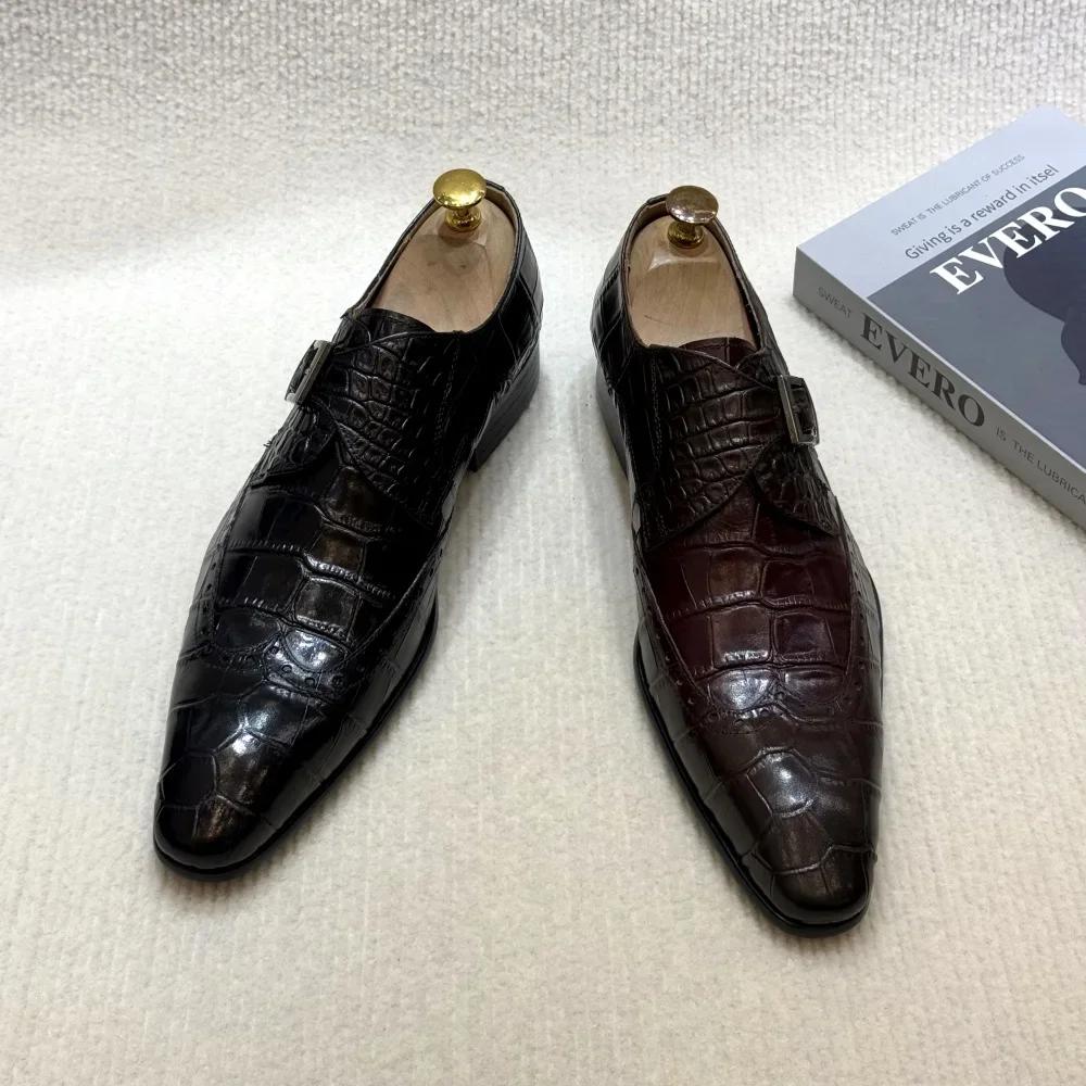 FELIX CHU mocassins formels à enfiler en cuir véritable pour hommes, chaussures de robe de mariée ri