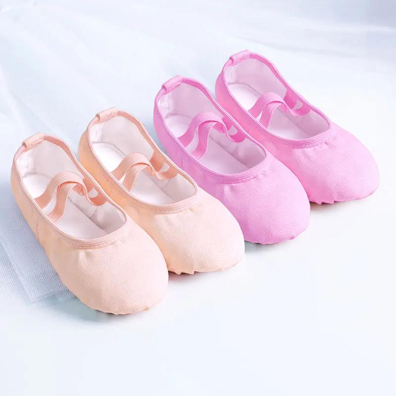 Chaussures de Ballet pour filles, chaussures de danse pour femmes, pantoufles de danse en toile à se