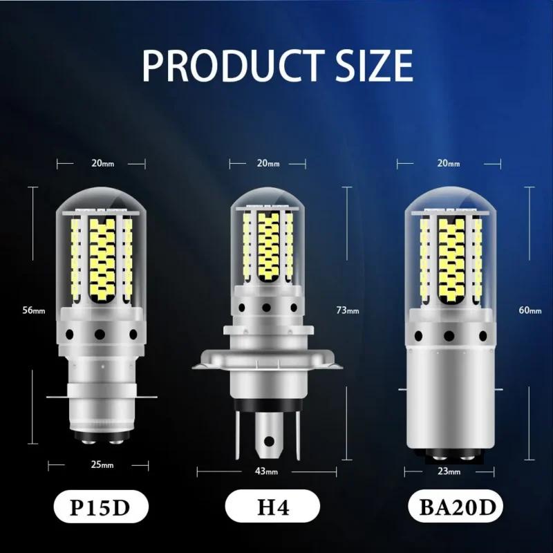 Lumière de sauna de moto, H4, Moto, H6, BA20D, P15D, Lampe, 12V, 6000K, Puces, LED, Super Lumineux, 