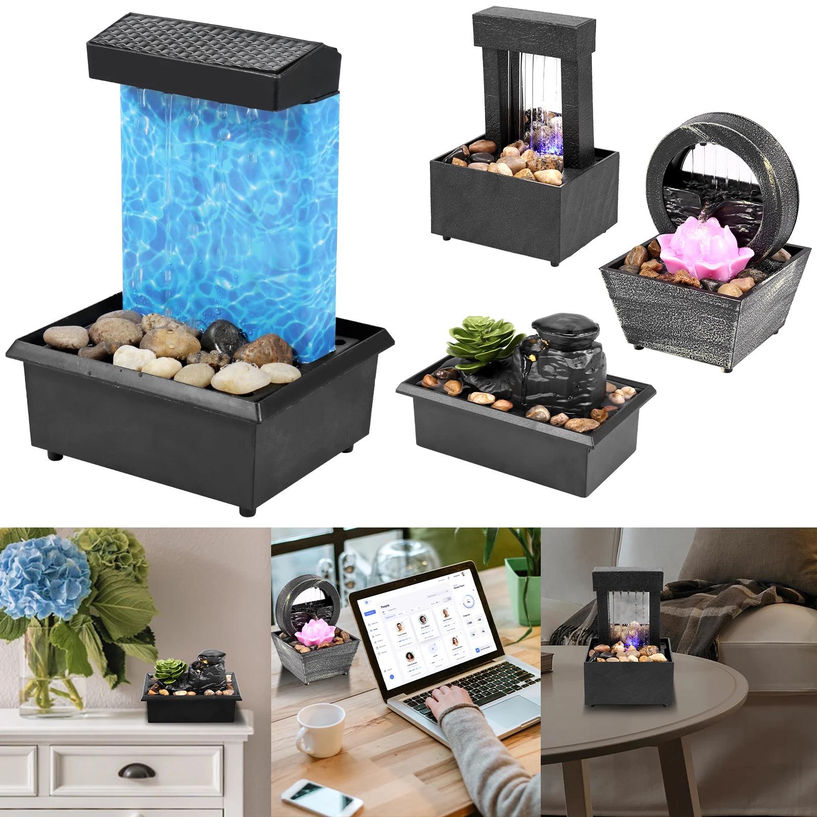 Fontaine de table avec batterie légère/Mini cascade de bureau à commande USB, ornements créatifs de 