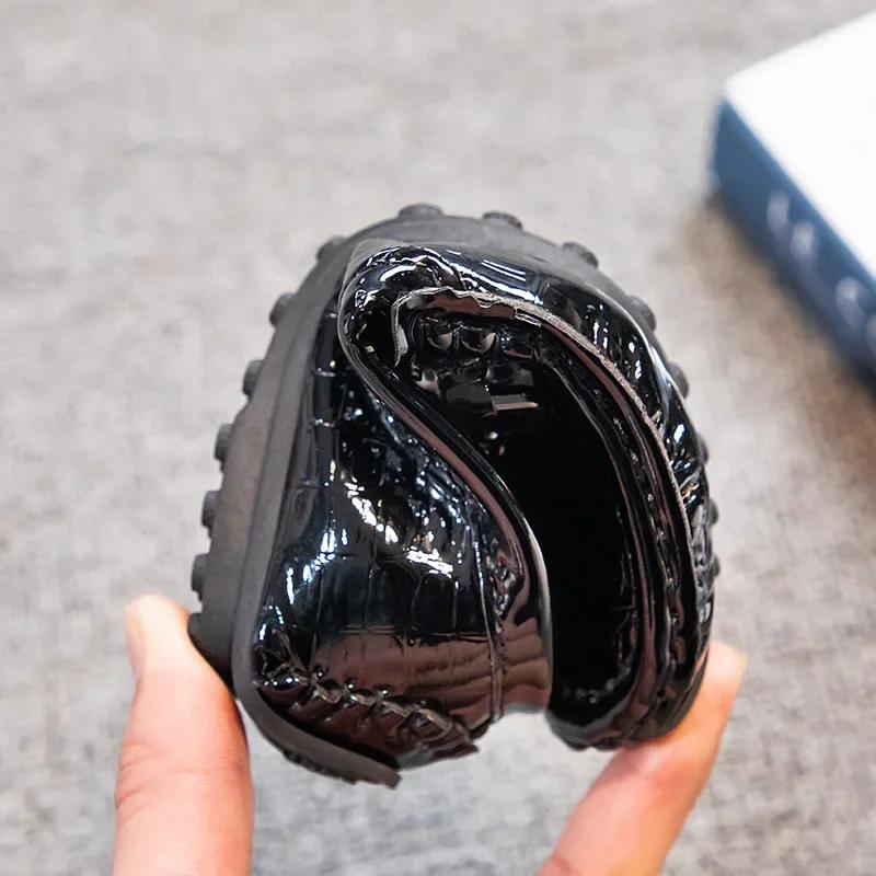Chaussures en cuir à bout rond pour garçons, mocassins plats souples pour enfants, mocassins décontr
