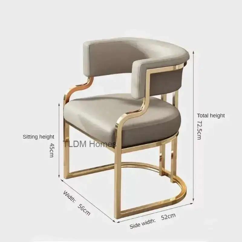 Chaises de salle à manger dorées de luxe, fauteuil à dossier en fer forgé, meubles de cuisine modern
