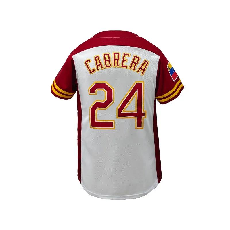 Maillot de baseball respirant pour homme, col en V, manches courtes, broderie « Venezuela », coupe a