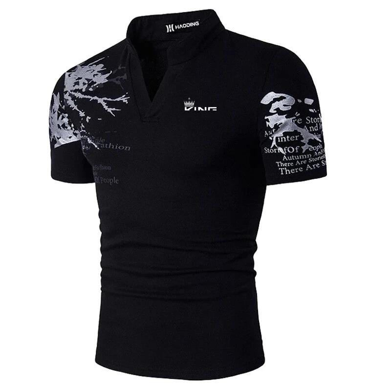Polo de Golf pour hommes, imprimé graphique, col en V, extérieur, rue, manches courtes, vêtements im