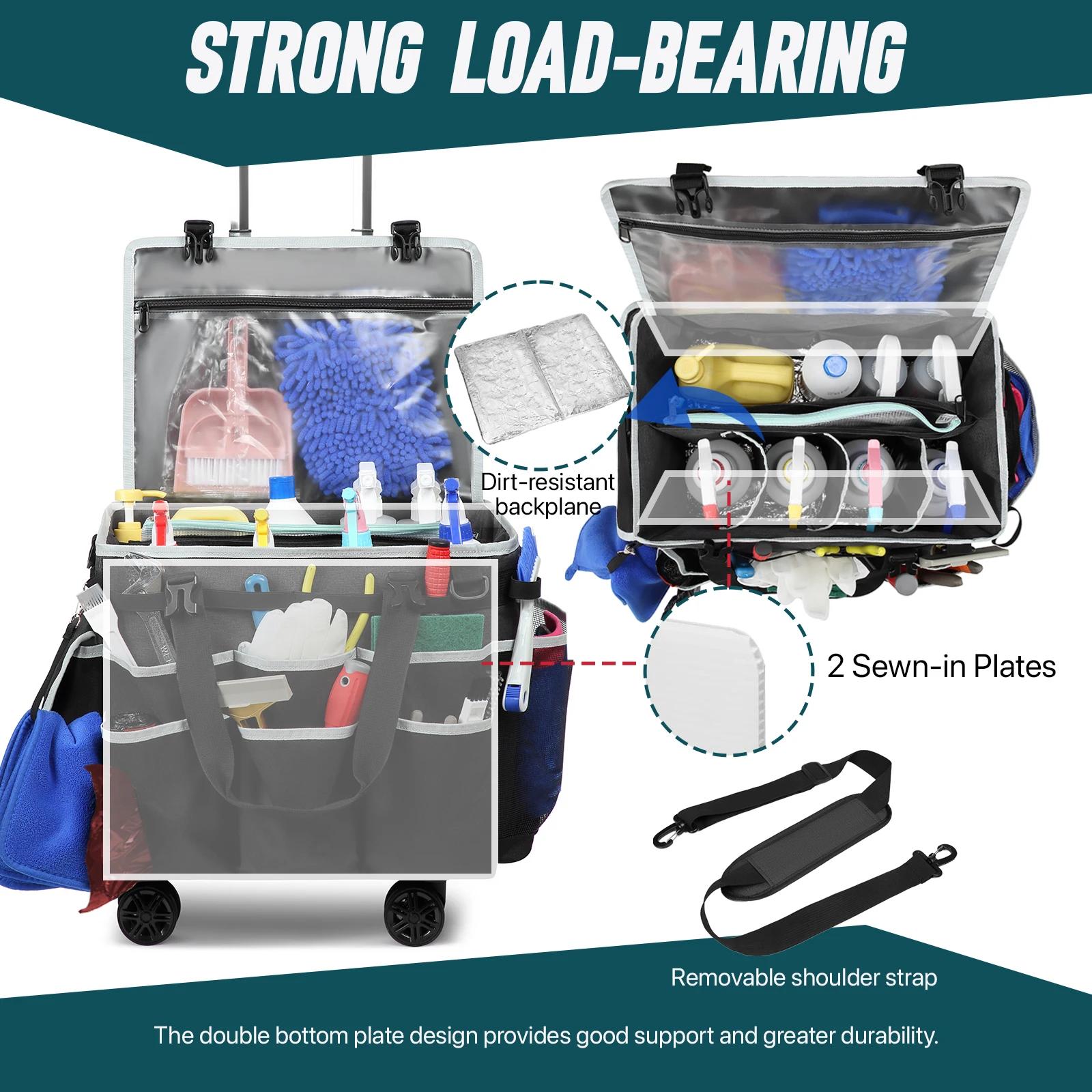 Sac de caddie de nettoyage roulant, sac à outils, sac de rangement d'outils de nettoyage, grand sac 
