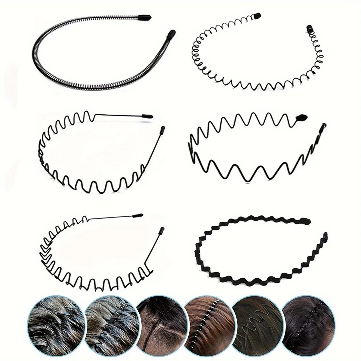 6 pièces bandeau en métal pour hommes femmes mode bandes de cheveux Sports de plein air antidérapant
