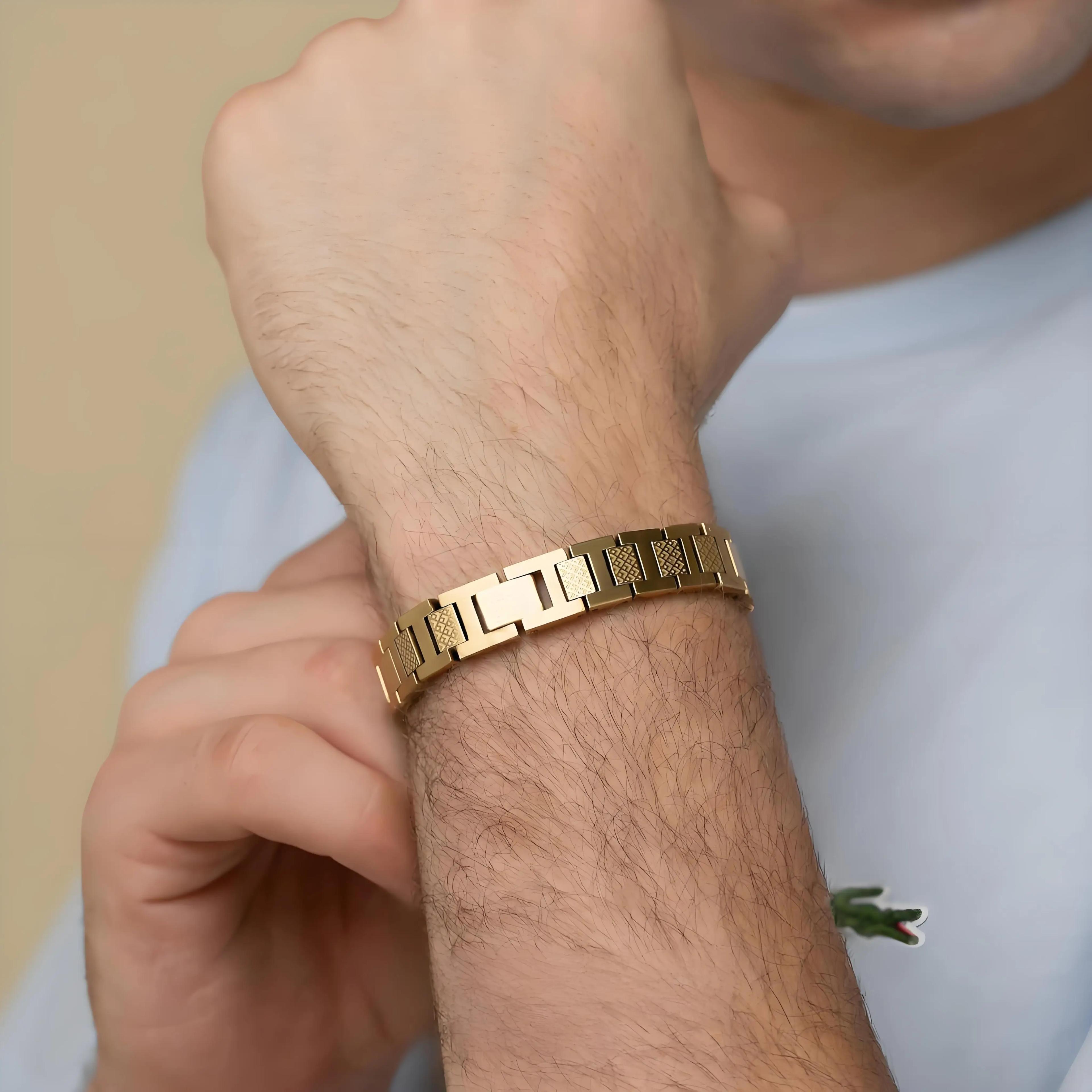ARADOO – Bracelet en titane et acier pour hommes, chaîne à maillons à motif Crocodile, bijoux d'affa