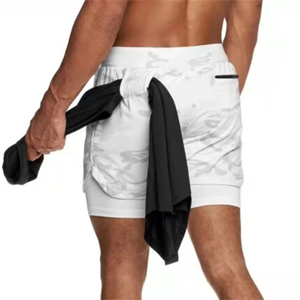 Short de sport pour hommes, Jogging, course à pied, respirant, exercice de Fitness, chemise Double c