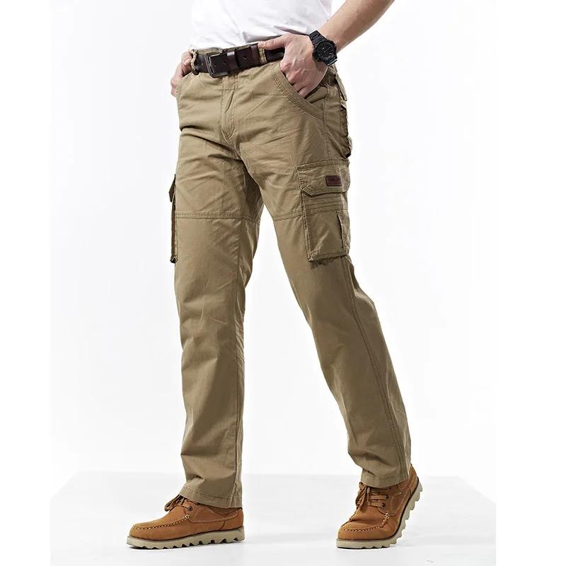 Pantalon Cargo kaki hommes coton Militar Safari vert multi-poches Baggy Denim hommes pantalons décon