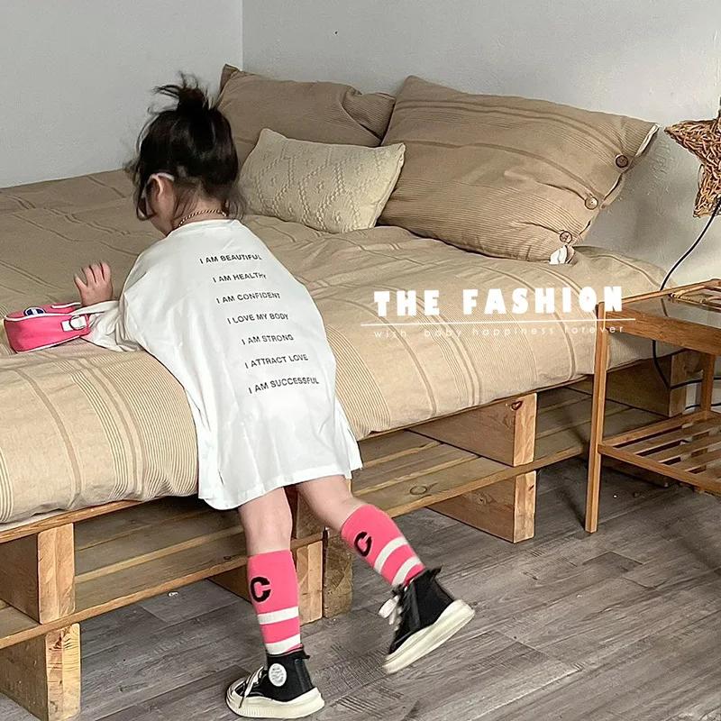 Chaussettes de printemps rayées pour enfants, chaussettes en coton pour filles et garçons, nouvelle 