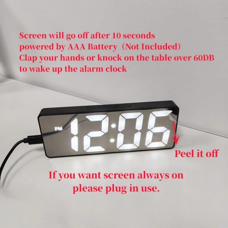 Réveil numérique à commande vocale, température, Date, 2 modes d'affichage, Snooze, Mode nuit, horlo