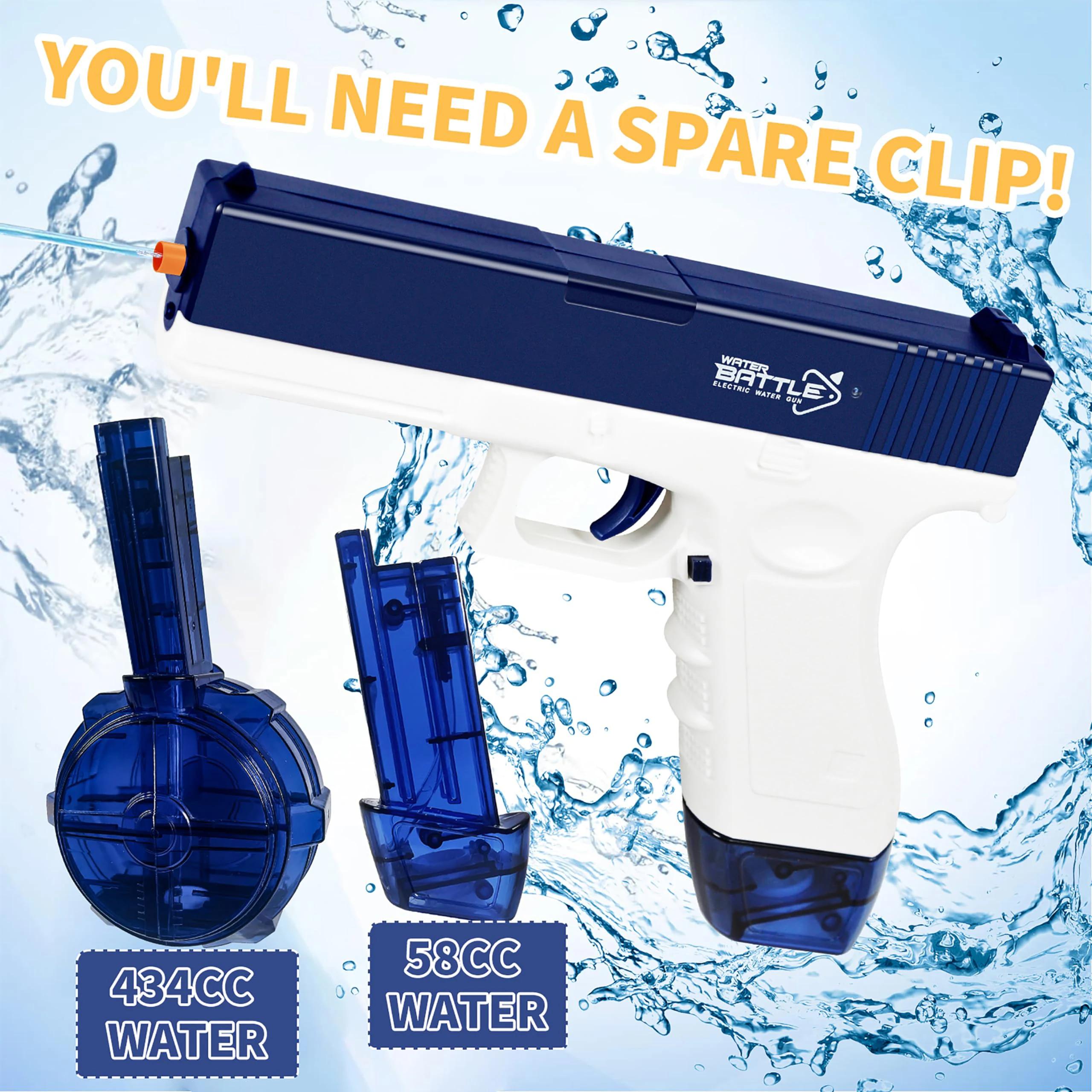 Pistolet à eau électrique rechargeable, automatique et manuel, plage de capacité jusqu'à 32 pieds, p