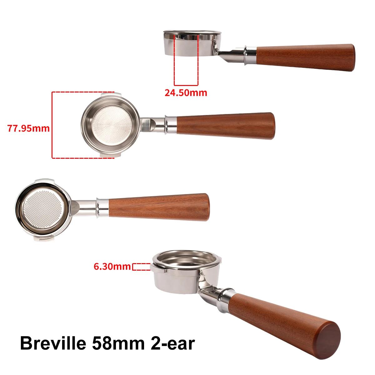 Portafiltre sans fond de 58mm Breville BES920/980/990 en acier inoxydable avec panier de 2 tasses po