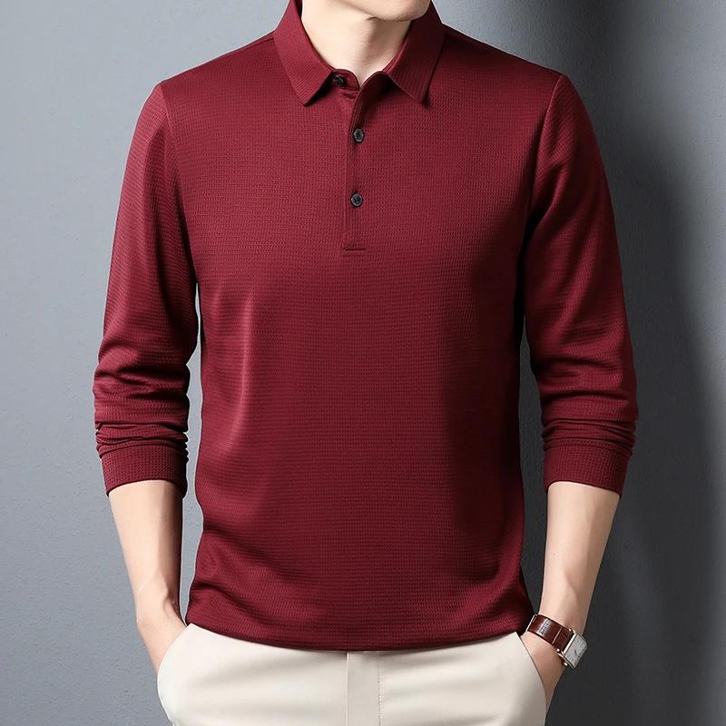 Polo d'affaires décontracté à manches longues pour hommes, T-shirt d'été confortable