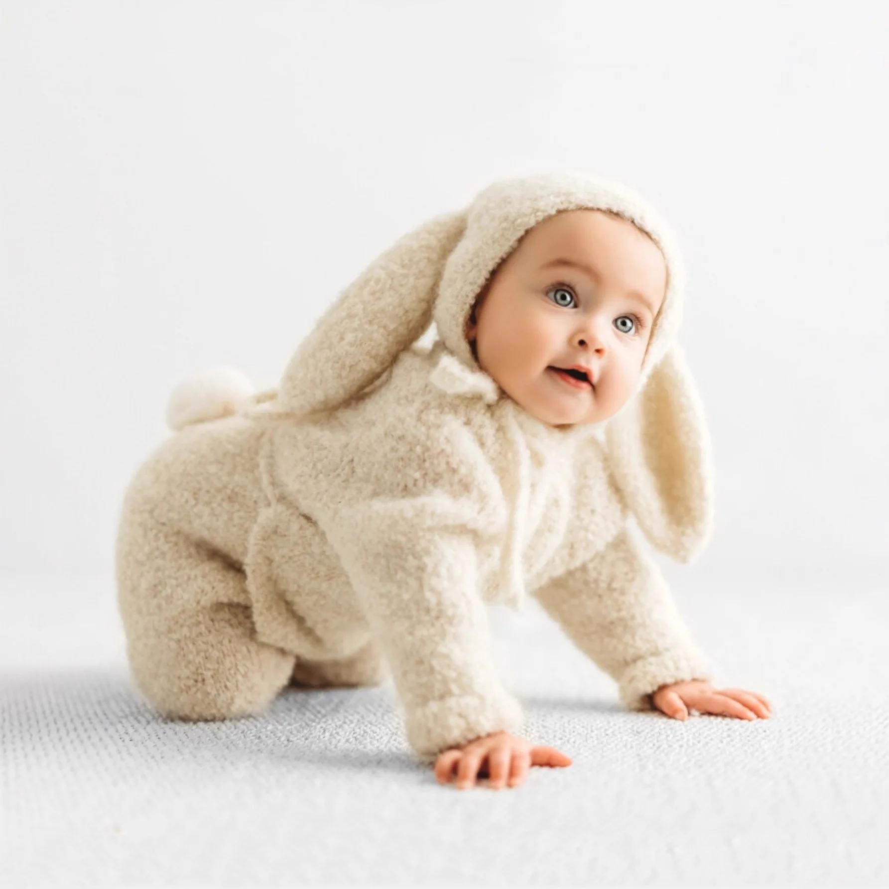 Tenue lapin bébé 0-12 mois - Accessoire photo nouveau-né pour séances photos mignonnes