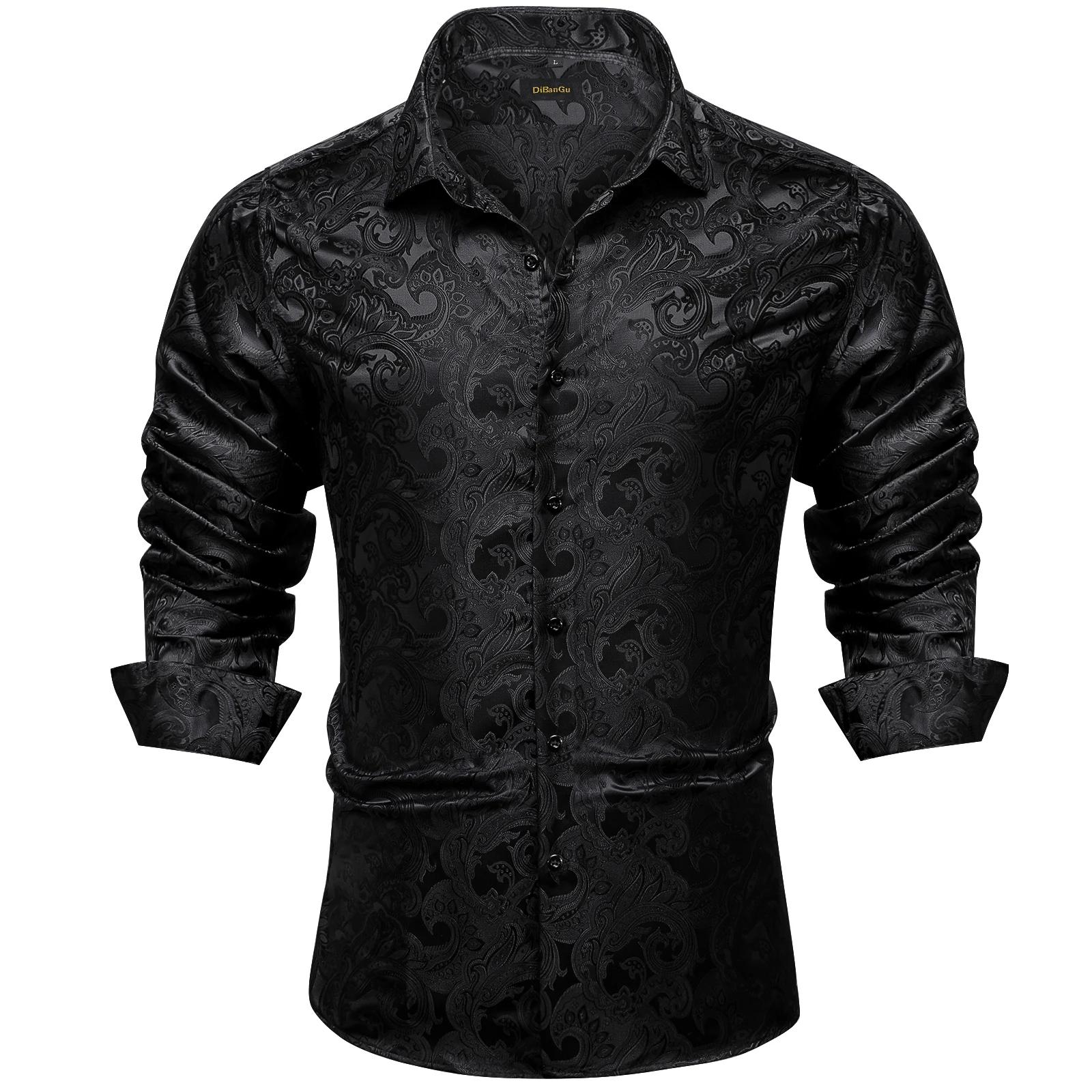 Chemises habillées de luxe pour hommes à manches longues en polyester, col rabattu, motif cachemire,