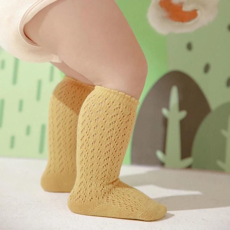 Chaussettes princesse en maille douce pour bébés filles, chaussettes hautes en coton pour tout-petit