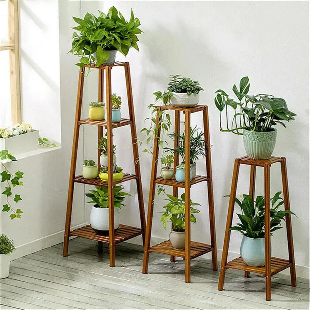 Support de Pot de plantes en bambou à plusieurs niveaux, grand présentoir de plantes, support de fle