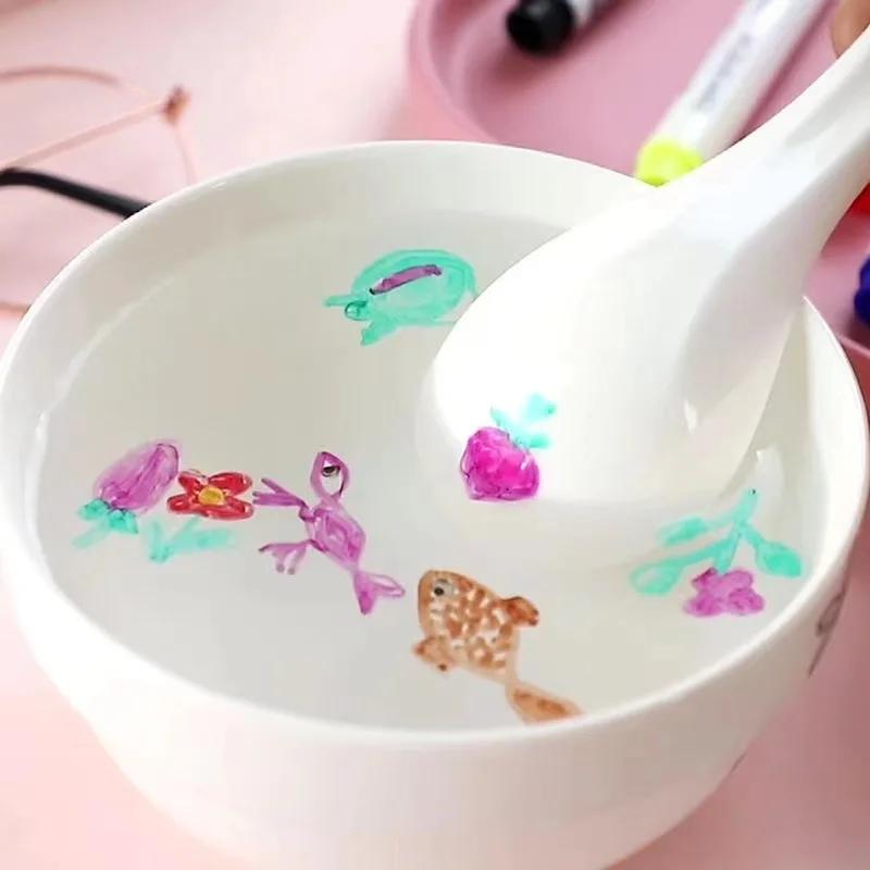 Stylo flottant à l'eau, stylos à encre magique avec cuillère, peinture à l'eau de couleur flottante,