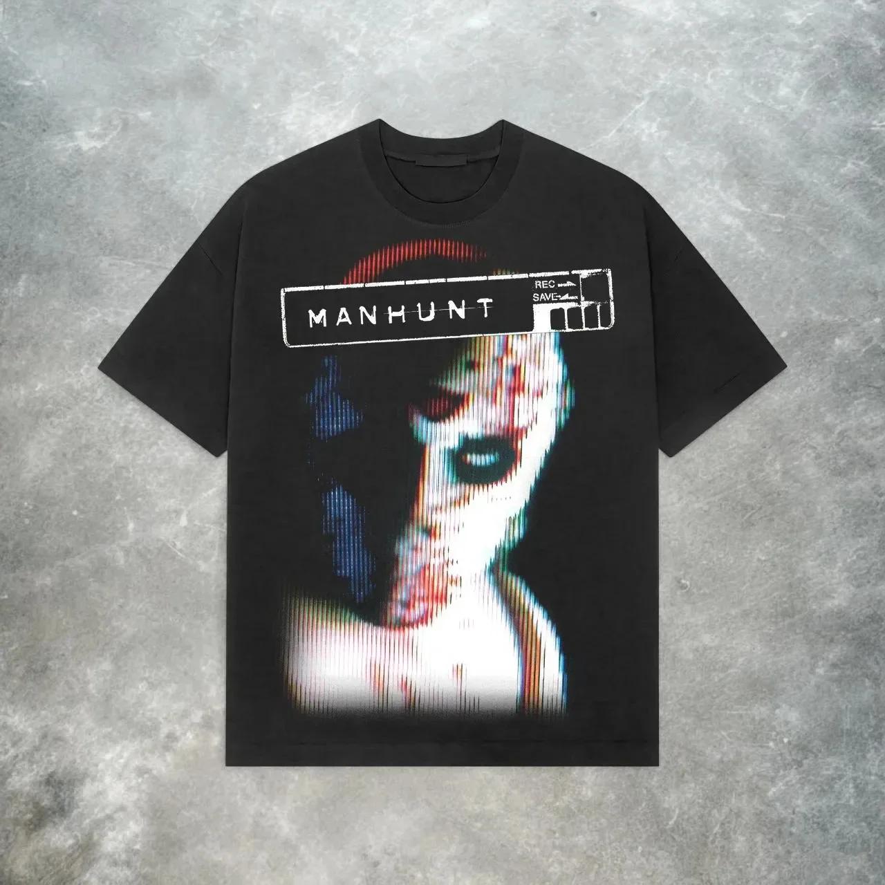 T-shirt Manhunt PS2_ T-shirt de jeu d'horreur rétro Y2K en pur coton, coupe ample, unisexe, mode déc