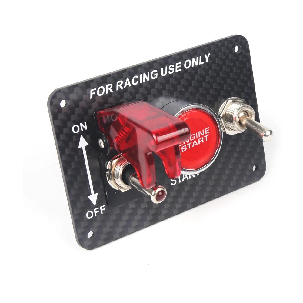 Panneau de commutation d'allumage LED en Fiber de carbone véritable, 3 boutons, 12V, Modification de