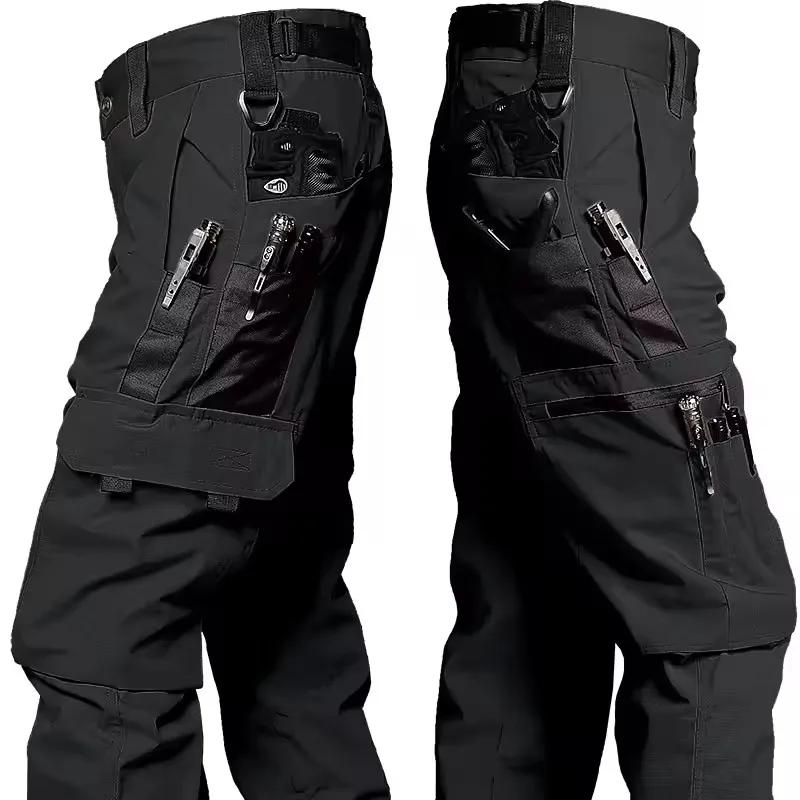 Pantalon de travail multi-poches pour hommes, imperméable, jambe droite, Cargo, résistant à l'usure,