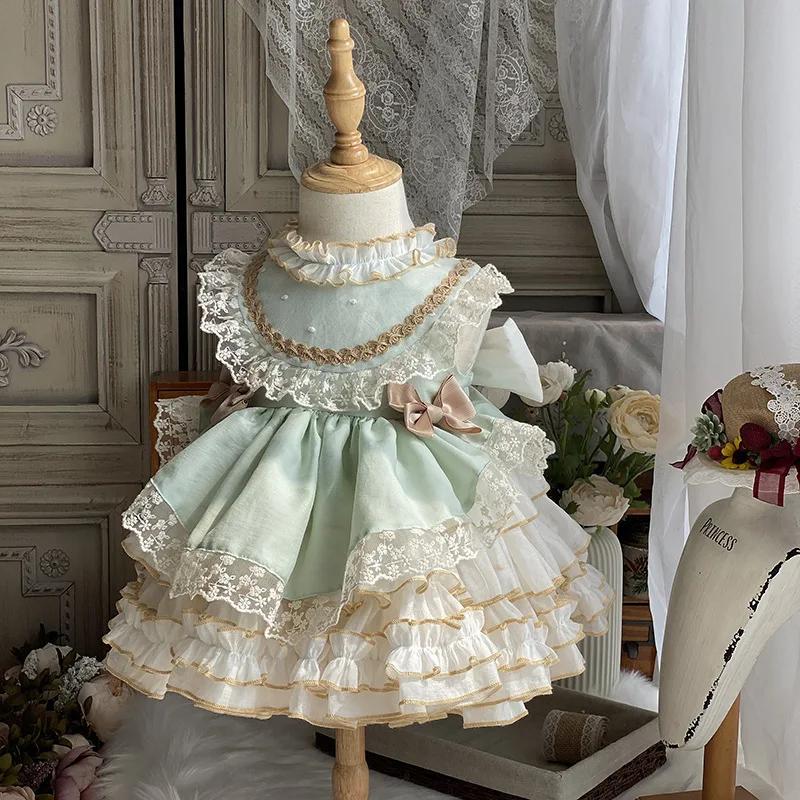 Robe de Princesse Lolita pour Petite Fille, Tenue de Noël Formelle, Ensemble Trois Pièces, Automne